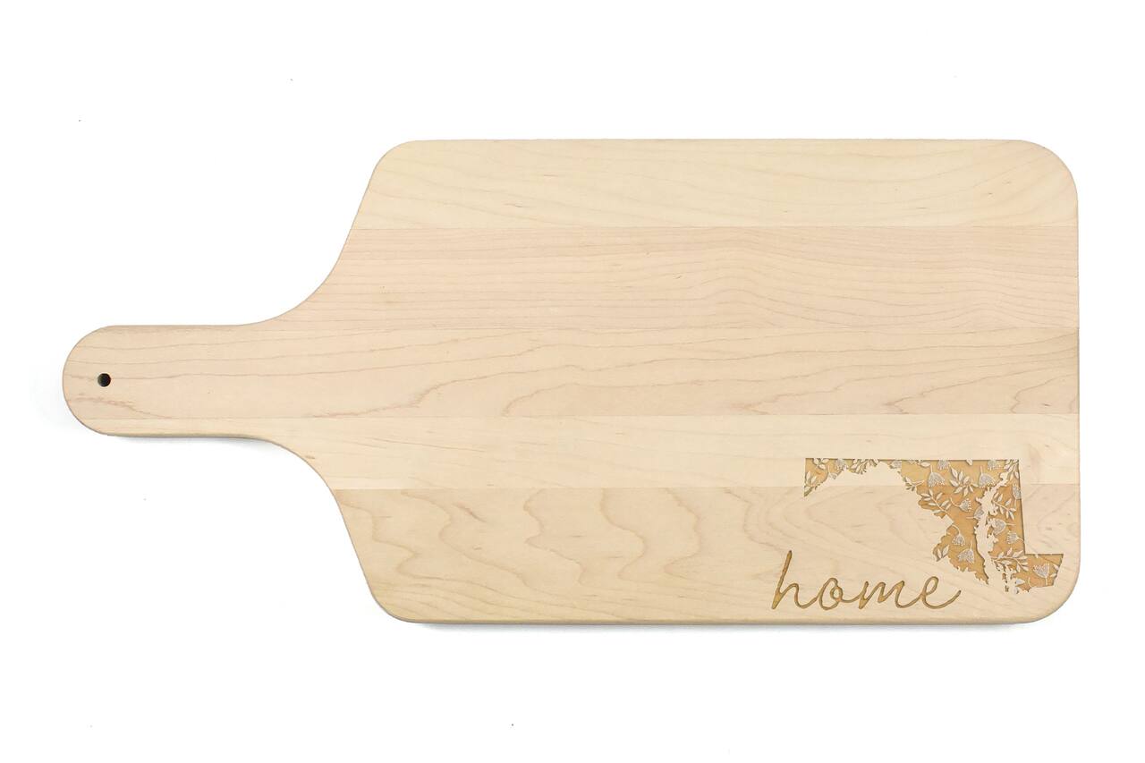 17&#x22; Floral Home State Maple Paddle Cutting Board